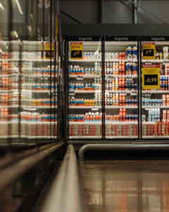 a stocked commercial refrigerator