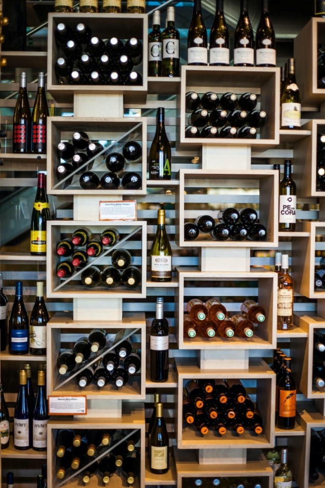 wine racks holding wine bottles