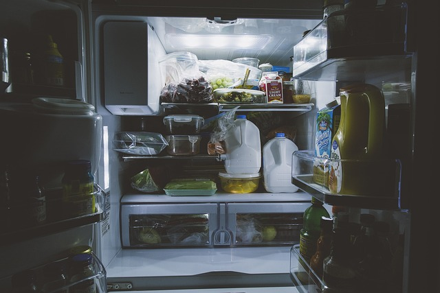 A refrigerator filled with leftover food