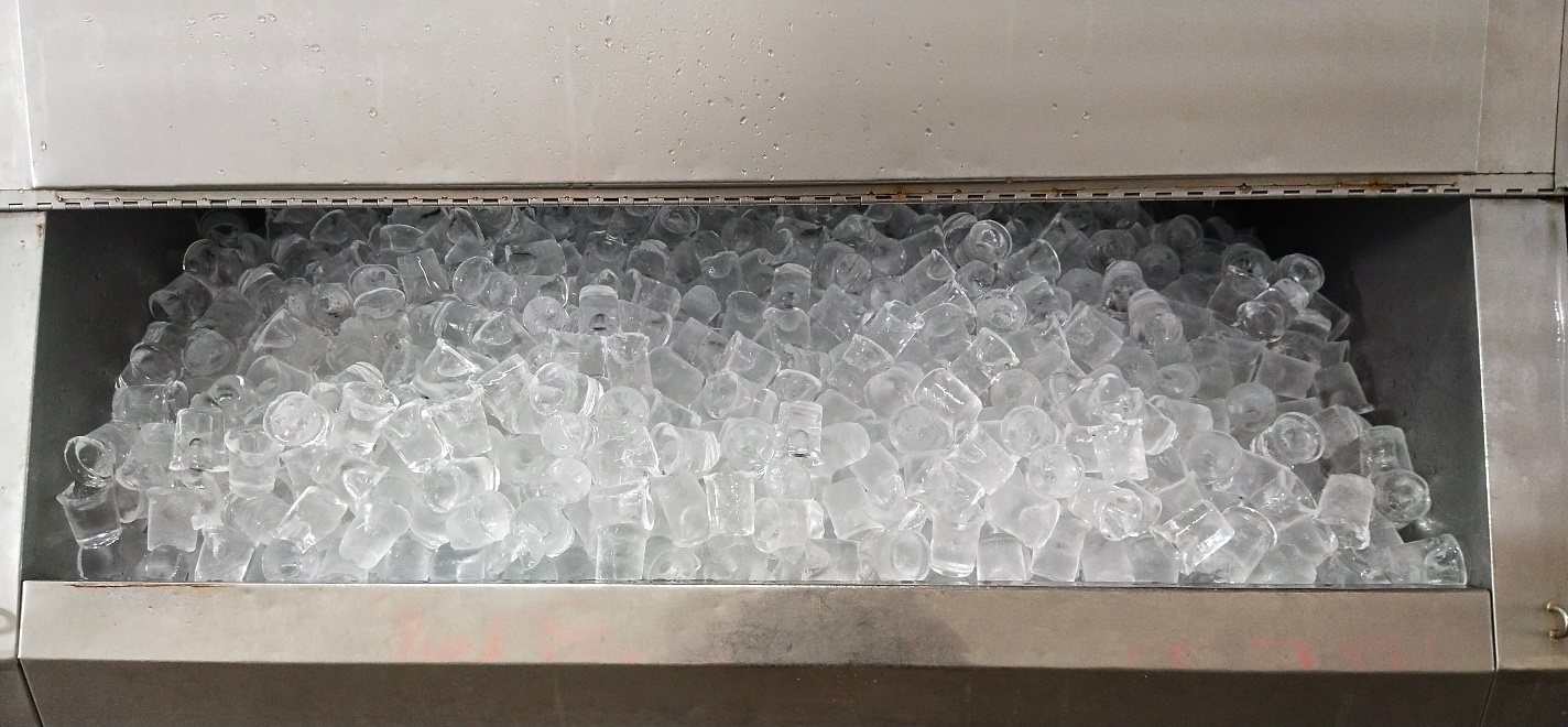 Ice cubes in an ice machine