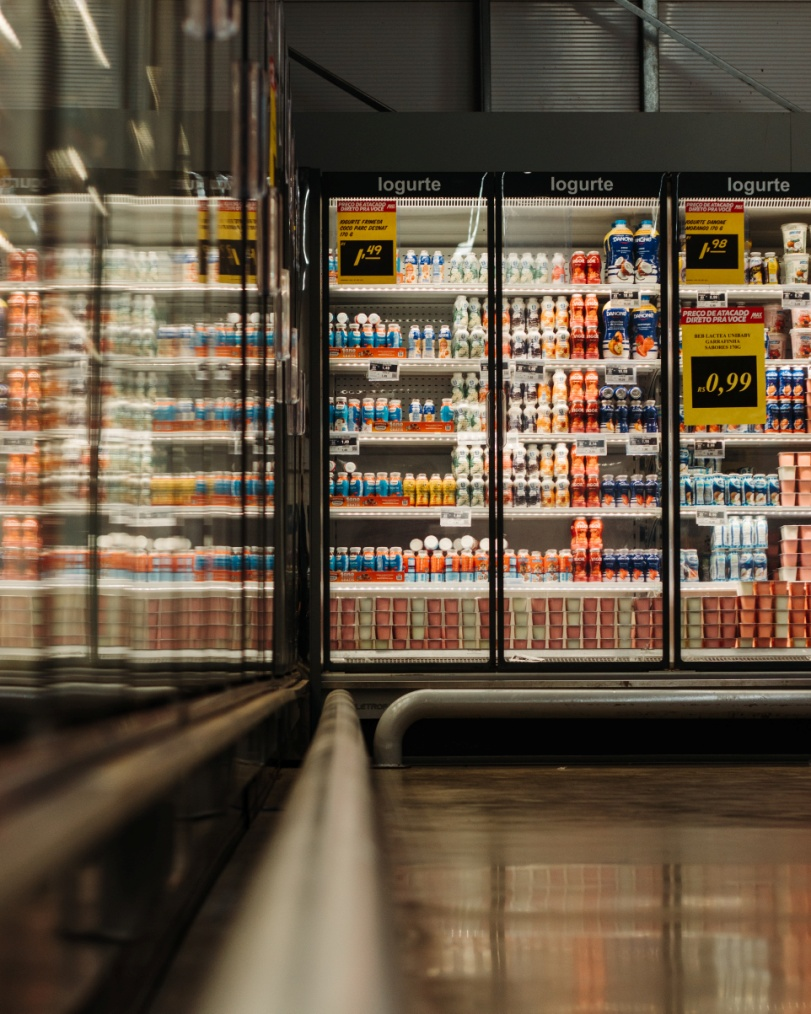  Refrigerators placed in the corner of a store