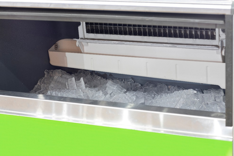 an ice machine containing ice