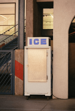an old ice cube refrigerator