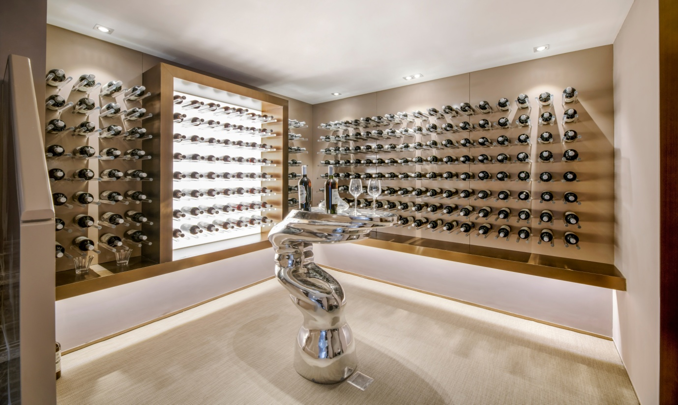 A modern-looking and technologically-advanced wine cellar
