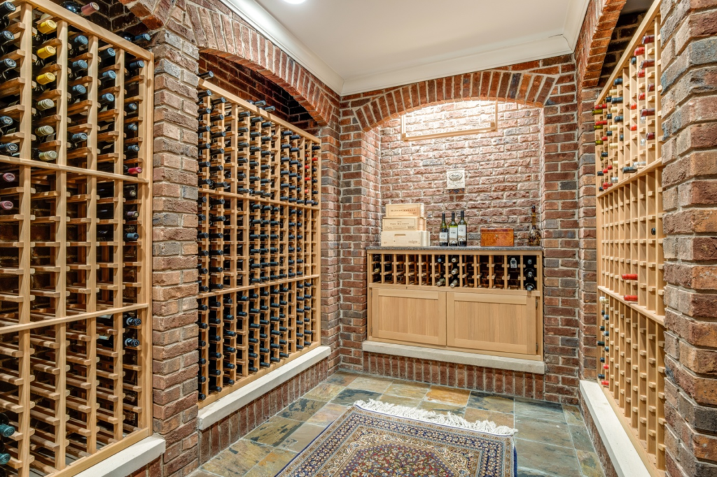 A wine cellar made from bricks and wood